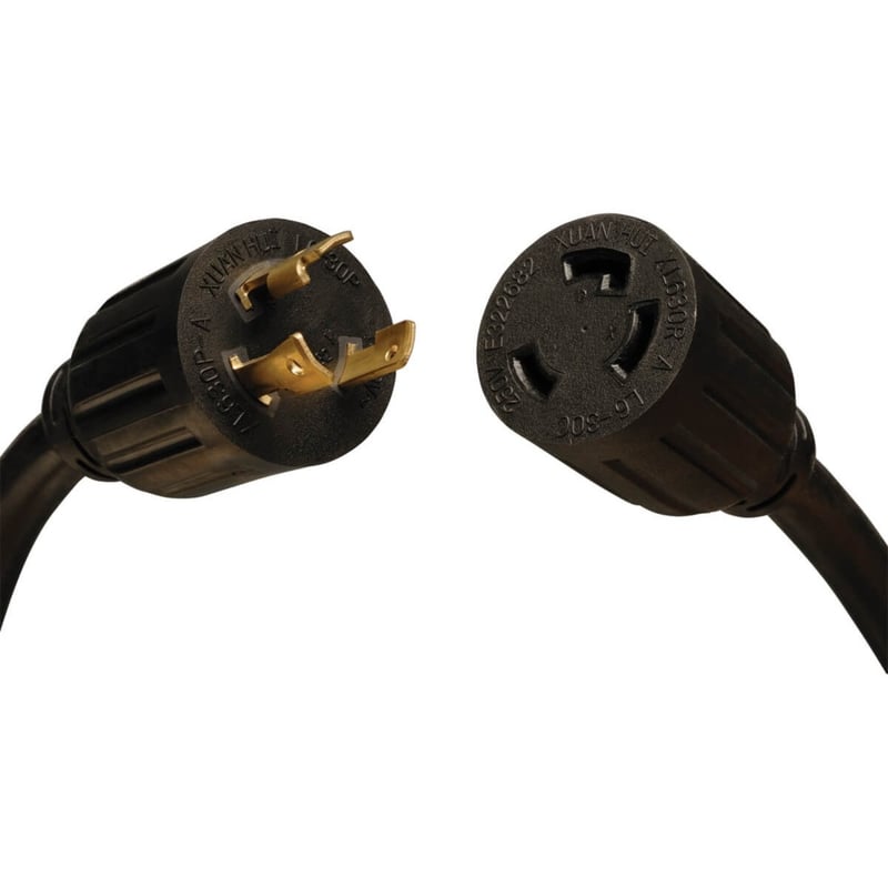 Eaton Tripp Lite Series Power Extension Cord, NEMA L6-30P to NEMA L6-30R - Heavy-Duty, 30A, 250V, 10 AWG, 8 ft. (2.43 m), Black - Thumbnail 1