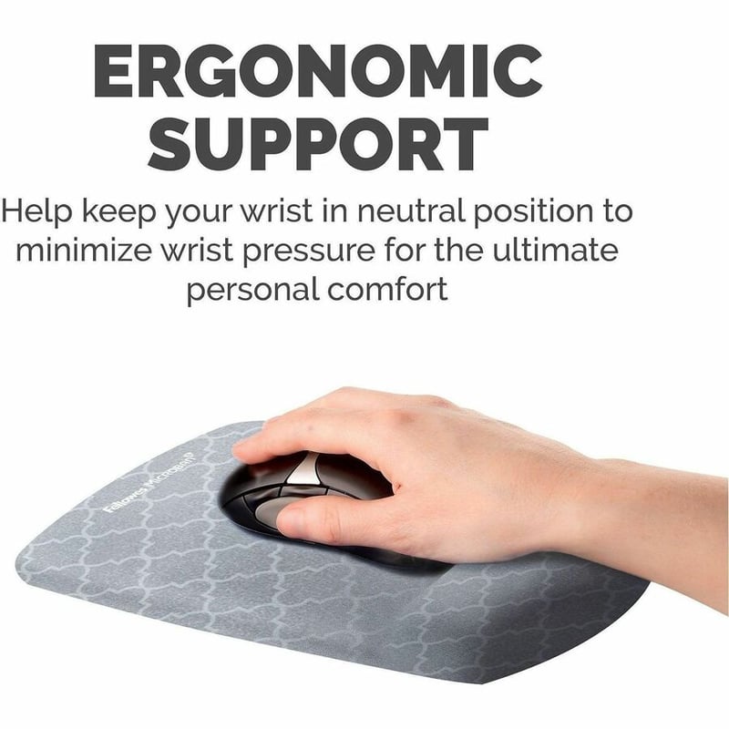 Fellowes PlushTouch Mouse Pad Wrist Rest with Microban - Gray Lattice - Thumbnail 4