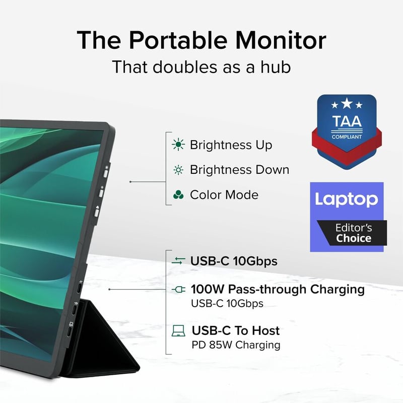 PLUGABLE USB-C PORTABLE DISPLAY 15.6 DISPLAY WITH FOLDING COVER - Thumbnail 2