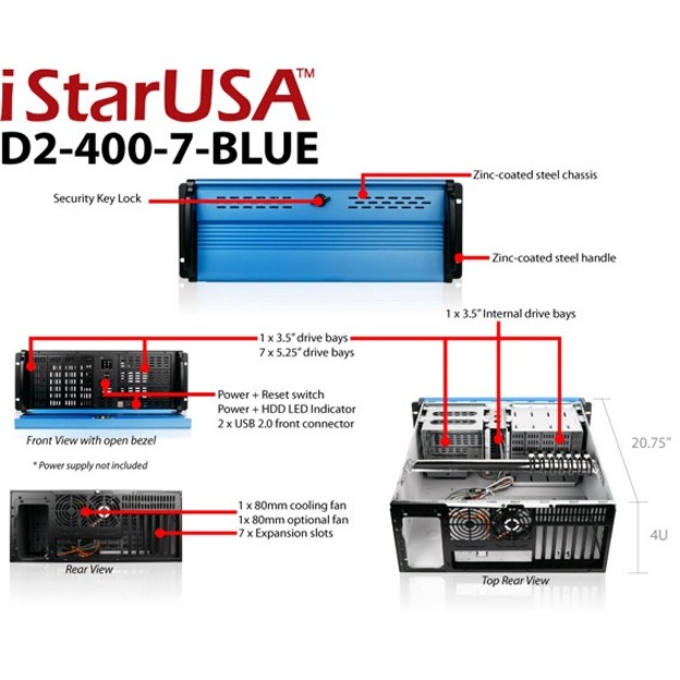 iStarUSA 4U Compact Stylish Rackmount Chassis - Thumbnail 2
