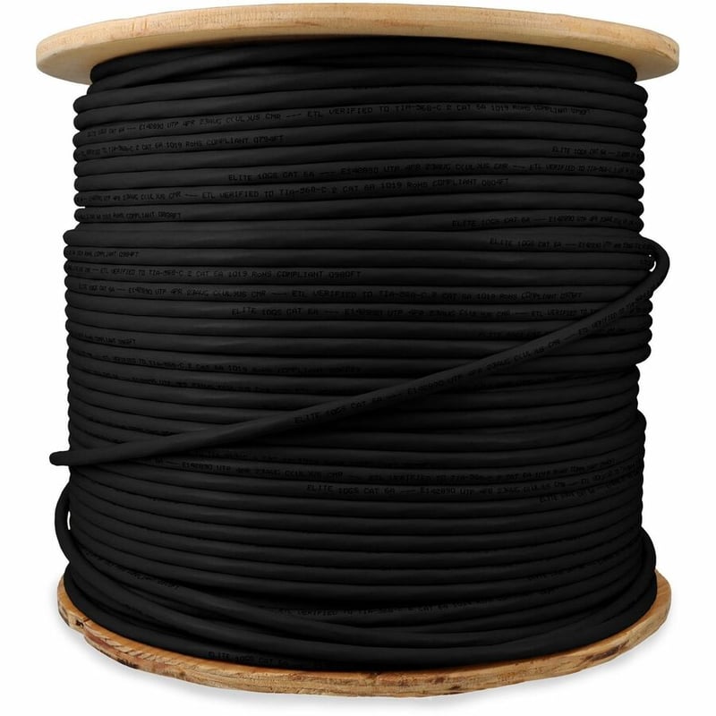 AddOn 1000ft Non-Terminated Black Cat6A FTP Outdoor Rated Copper Patch Cable - Thumbnail 5