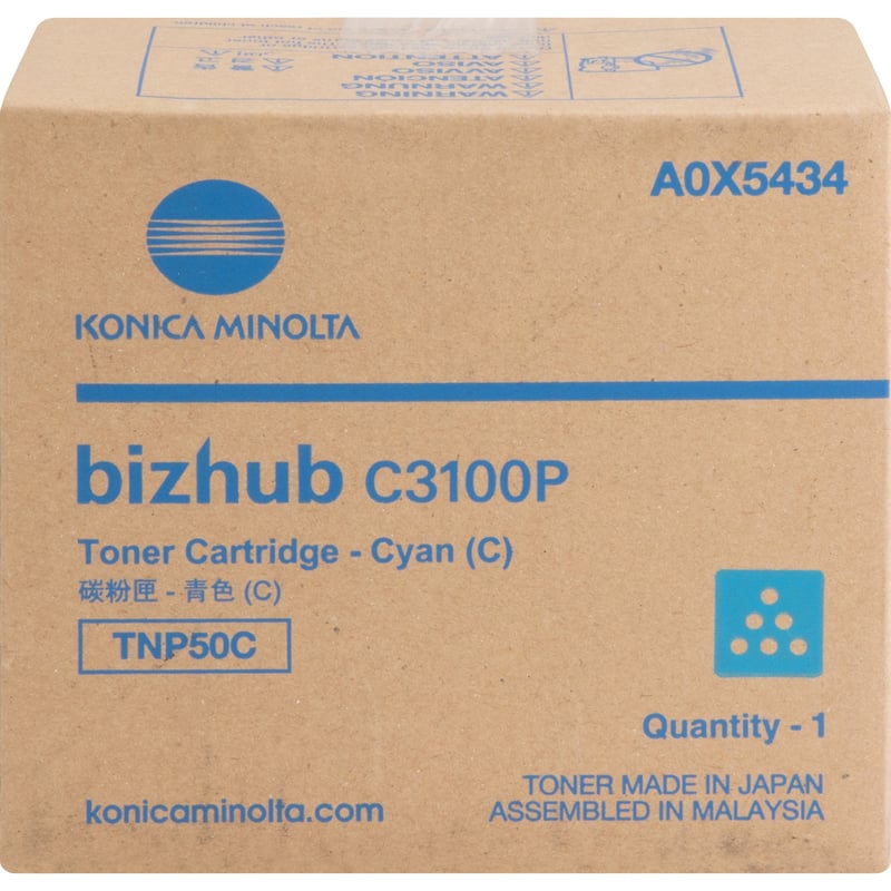 Konica Minolta TNP50C Original Laser Toner Cartridge - Cyan - 1 Each - Thumbnail 1