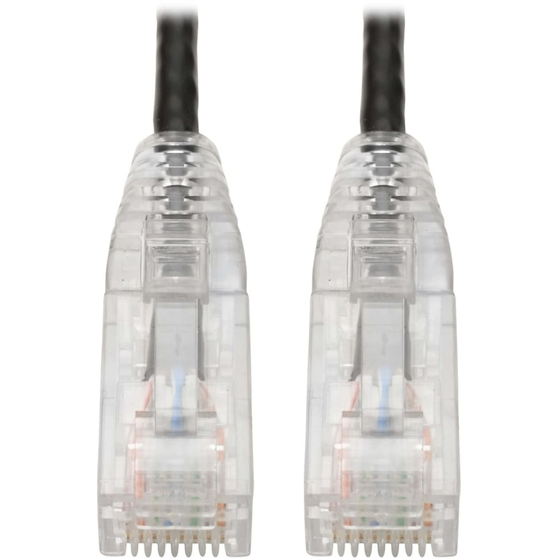 Eaton Tripp Lite Series Cat6 Gigabit Snagless Slim UTP Ethernet Cable (RJ45 M/M), PoE, Black, 8-in. (20.32 cm) - Thumbnail 1
