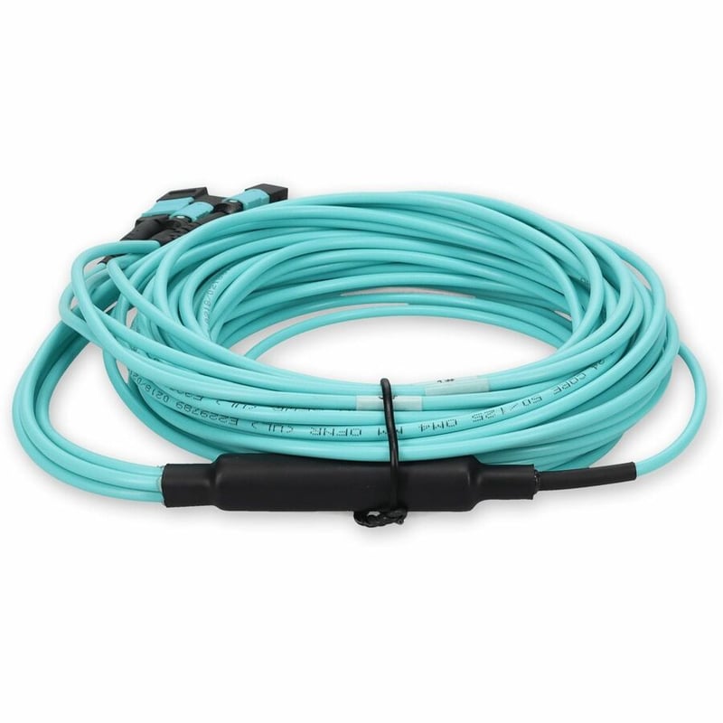 AddOn 7m MPO/UPC to 4xMPO-16/UPC Aqua OM4 OFNR (Riser-Rated) 16-Strand Fiber Fanout Cable - Thumbnail 4