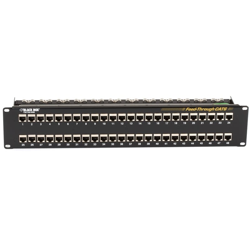 Black Box CAT6 Patch Panel - Feed-Through, 2U, Shielded, 48-Port - Thumbnail 2
