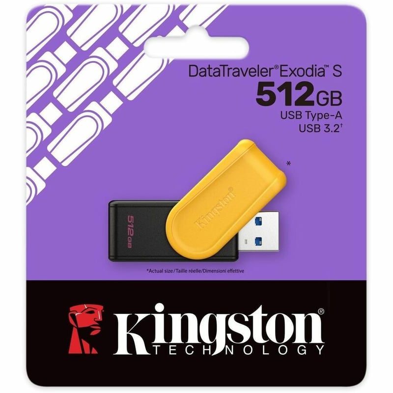 512GB PORTABLE USB 3.2 GEN 1 DATATRAVELER EXODIA S BLK/YELLOW - Thumbnail 2
