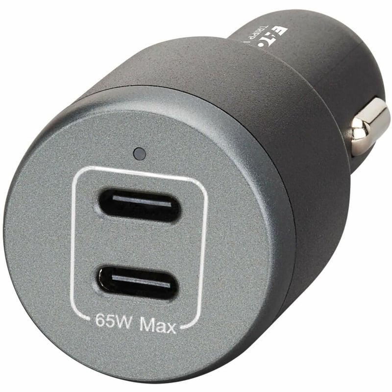 DUAL-PORT USB CAR CHARGER 65W 2 USB-C CHARGING PORTS 65W BLACK - Thumbnail 4