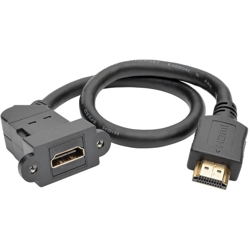 Eaton Tripp Lite Series High-Speed HDMI with Ethernet All-in-One Keystone/Panel Mount Extension Cable (M/F), Angled Connector, 1 ft. (0.31 m) - Thumbnail 2