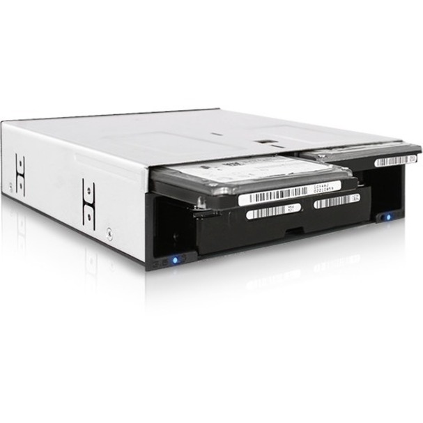 Icy Dock FlexiDOCK MB095SP-B Drive Enclosure for 5.25" SATA/600 - Serial ATA/600 Host Interface Internal - Black, Silver - Thumbnail 2