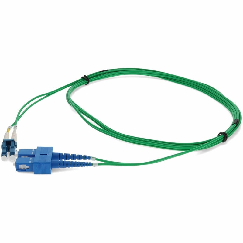 AddOn 2m SC to LC Green OS2 Duplex OFNR (Riser-Rated) SMF Fiber Patch Cable - Thumbnail 1