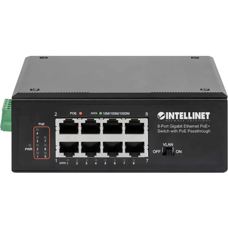 INTELLINET NETWORK SOLUTIONS 8-PORT GIGABIT ETHERNET POE+ SWITCH WITH POE PASSTH - Thumbnail 3