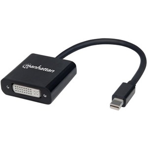 Mini DisplayPort 1.2a to DVI-I Dual-Link Adapter Cable, 4K@30Hz, Active, 19.5cm, Male to Female, Compatible with DVD-D, Black, Three Year Warranty - Thumbnail 1