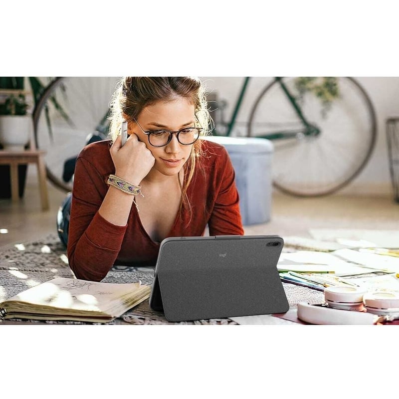 Logitech Combo Touch Keyboard/Cover Case (Folio) for 10.9" Apple, Logitech iPad (10th Generation) Tablet - Oxford Gray - Thumbnail 5