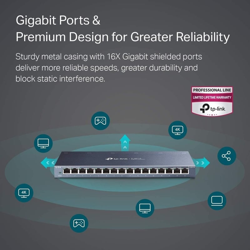TP-Link TL-SG116 - 16-Port Gigabit Ethernet Network Switch - Thumbnail 2