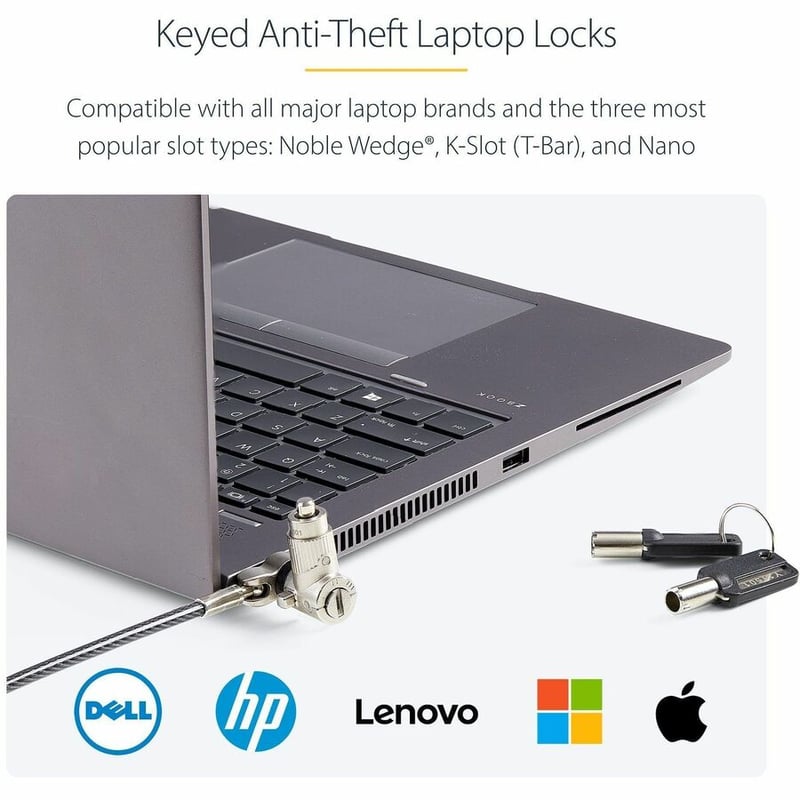 25PACK UNIVERSAL LAPTOP LOCK 6.6FT KEYED ALIKE SECURITY CABLE - Thumbnail 2