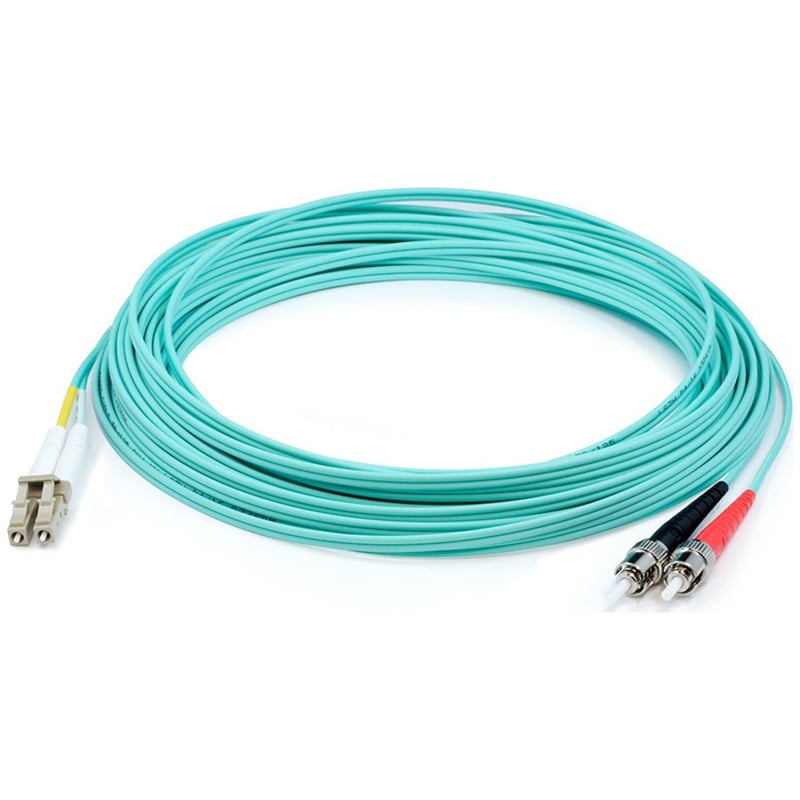 AddOn 58m ST to LC Aqua OM4 Duplex OFNR (Riser-Rated) Fiber Patch Cable