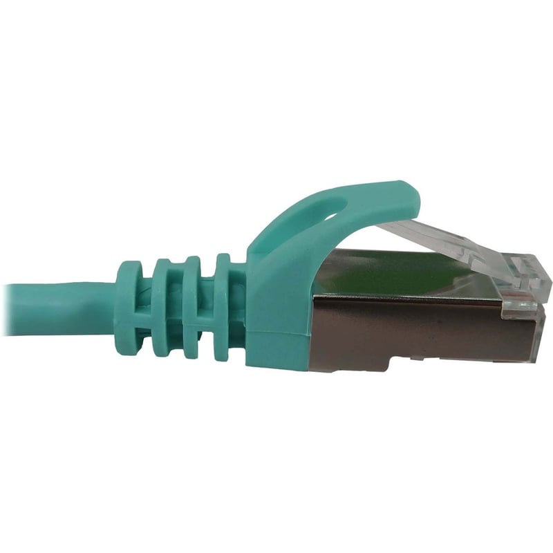 Eaton Tripp Lite Series Cat6a 10G Snagless Shielded Slim STP Ethernet Cable (RJ45 M/M), PoE, Aqua, 15 ft. (4.6 m) - Thumbnail 4