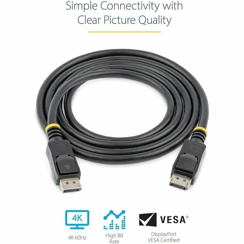 StarTech.com 3ft (1m) DisplayPort 1.2 Cable, 4K x 2K UHD VESA Certified DisplayPort Cable, DP Cable/Cord for Monitor, w/ Latches - Thumbnail 2