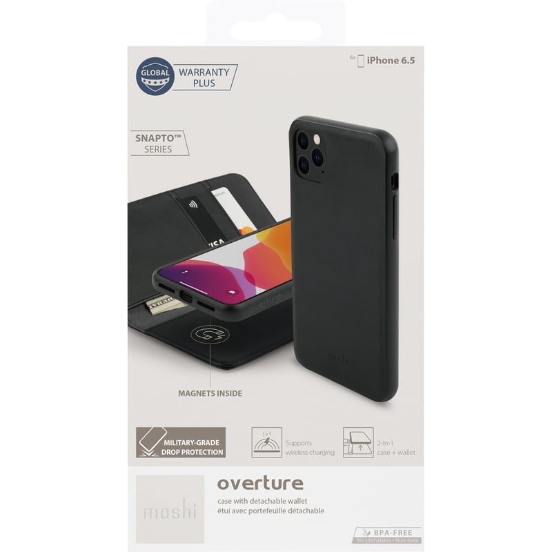 Moshi Overture Carrying Case (Flip) Apple iPhone 11 Pro Max Smartphone - Jet Black - Thumbnail 5