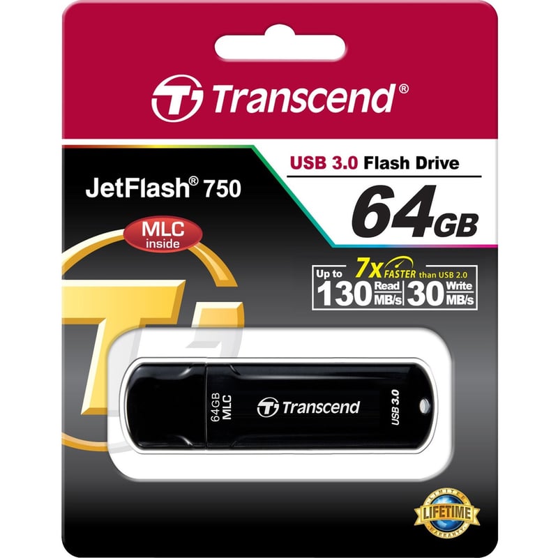 Transcend 64GB JetFlash 750 USB 3.0 Flash Drive - Thumbnail 1