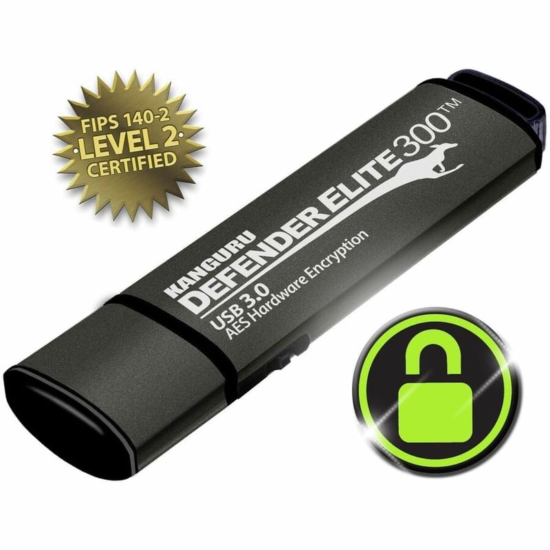 Kanguru Defender Elite300 FIPS 140-2 Certified, Secure USB 3.0 Flash Drive - Thumbnail 2