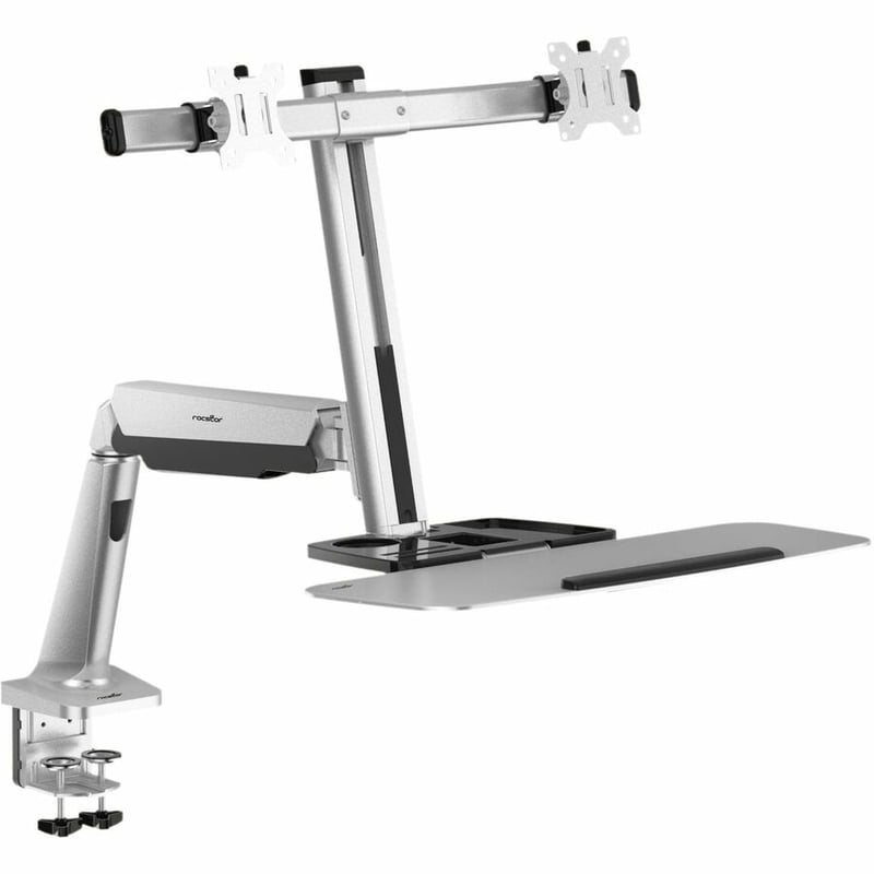Rocstor ErgoCenter Desk Mount for Monitor, Mouse, Keyboard - Silver - TAA Compliant - Thumbnail 2