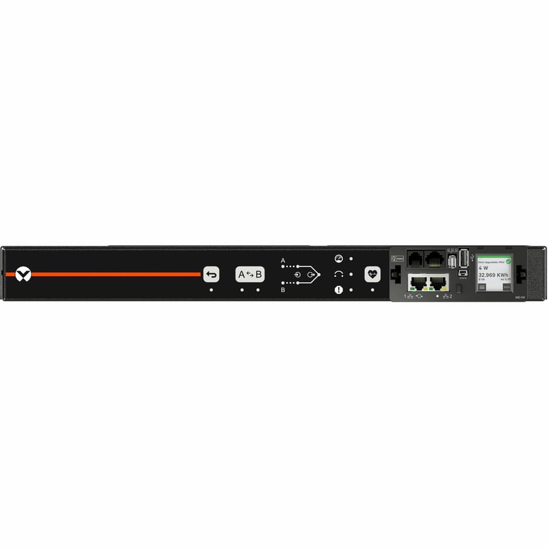 Vertiv Geist Rack Transfer Switch PDU with Next-Generation IMD| 10A/15A| 100V-240V| 1U| 1.4kW/2.4kW/2.3kW| 10 U-Lock C13 Outlet| 2 C14 inlet| VA4U11A0 - Thumbnail 1