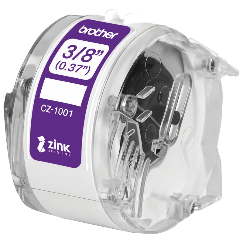 Brother Genuine CZ-1001 3/8" (0.37") 9mm wide x 16.4 ft. (5 m) long label roll featuring ZINK Zero Ink technology - Thumbnail 4