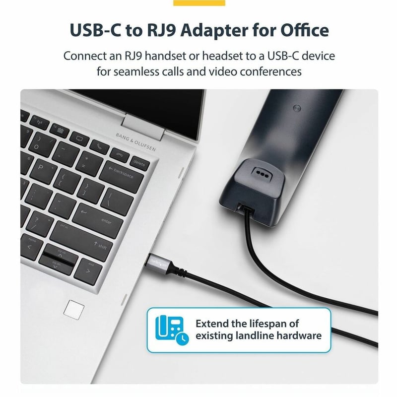 USB-C TO RJ9 ADAPTER/DONGLE - FOR OFFICE PHONE HANDSET/HEADSET - Thumbnail 2