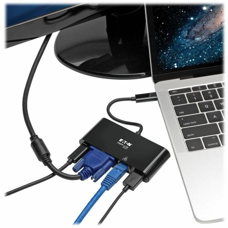 Tripp Lite by Eaton USB C to VGA Multiport Adapter Dock USB Type C to VGA Black, Thunderbolt 3 Compatible, USB Type C, USB-C, USB Type-C - Thumbnail 2