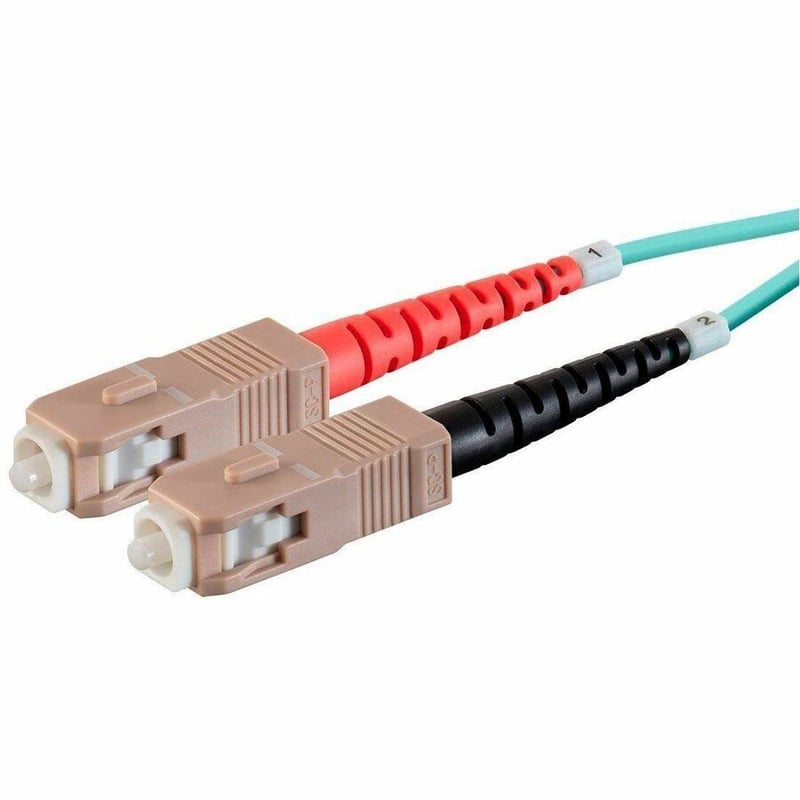 Monoprice Multi-Mode OM4 Fiber Optic Cable - LC-SC UL 50/125 OFNR Duplex Aqua 10m - Thumbnail 4