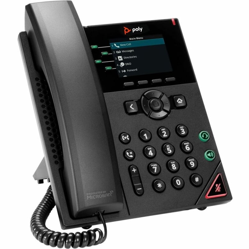 Poly VVX 250 IP Phone - Corded - Corded - Desktop, Wall Mountable - Black - Thumbnail 3
