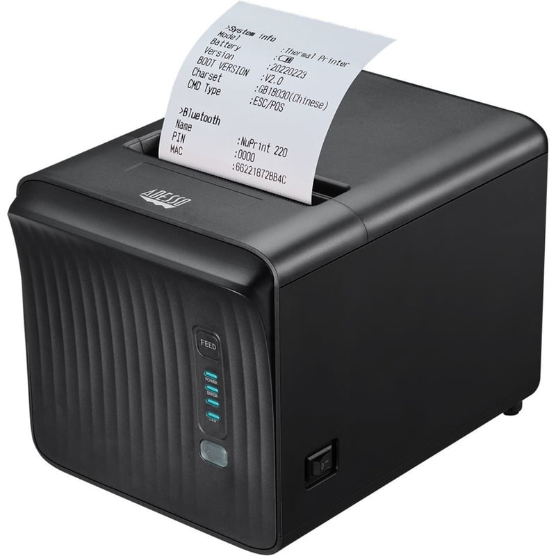 Adesso NuPrint NuPrint 330 Desktop Direct Thermal Printer - Monochrome - Receipt Print - USB - Serial - Black - Thumbnail 1