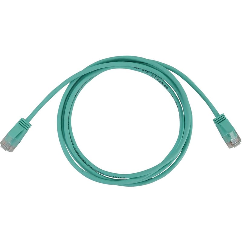 Eaton Tripp Lite Series Cat6a 10G Snagless Molded Slim UTP Ethernet Cable (RJ45 M/M), PoE, Aqua, 7 ft. (2.1 m) - Thumbnail 2