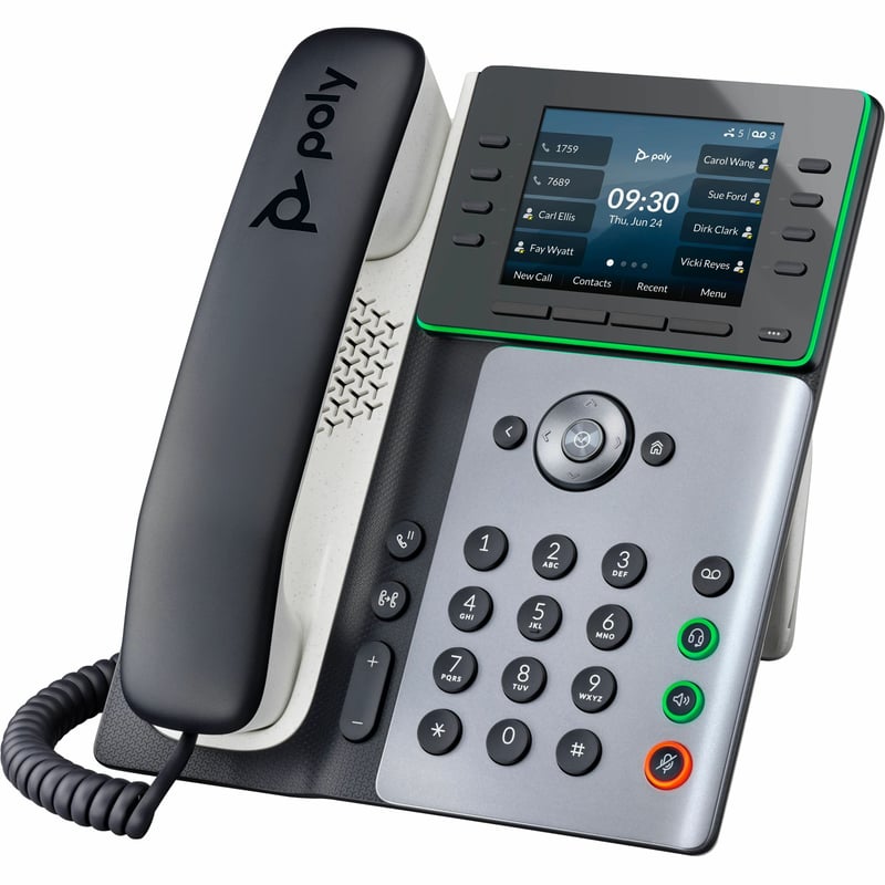 Poly Edge E320 IP Phone - Corded - Corded - Bluetooth - Desktop, Wall Mountable - Black - Thumbnail 1