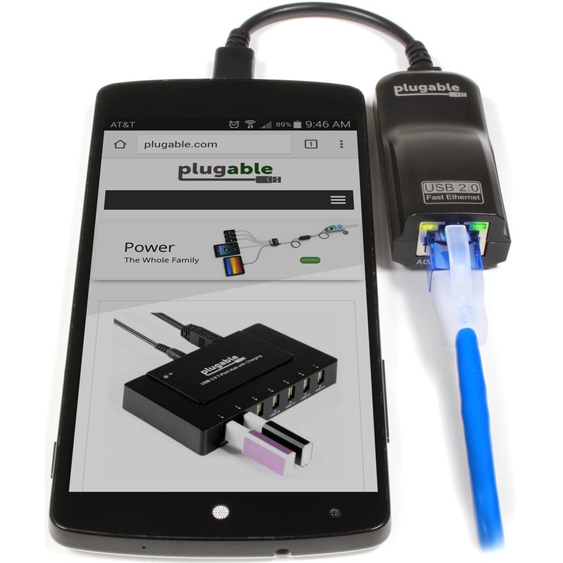 Plugable USB 2.0 OTG Micro-B to 100Mbps Fast Ethernet Adapter - Thumbnail 3