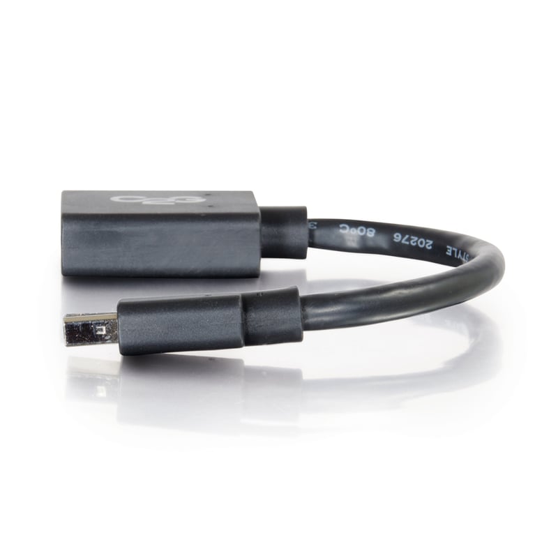 C2G 6in Mini DisplayPort to DisplayPort Adapter - Mini DP to DP Adapter - 4K 30Hz - Black - M/F - Thumbnail 2