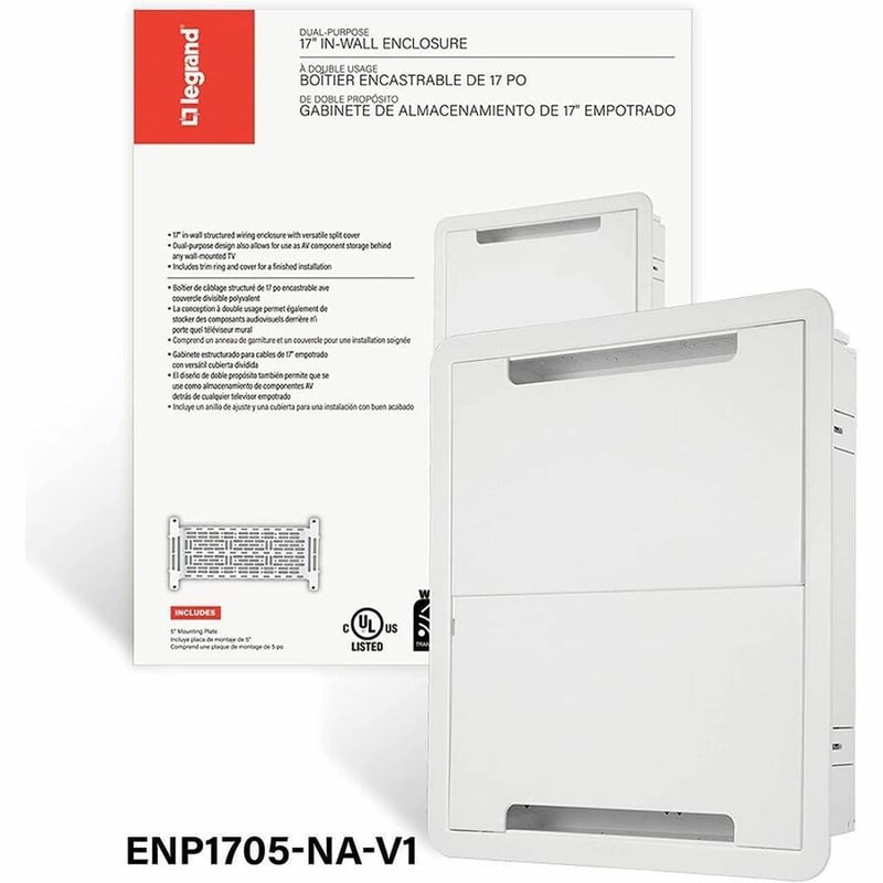 On-Q 17-Inch Dual-Purpose Media Enclosure In-Wall Media Box with 5-Inch Mounting Plate - Thumbnail 4