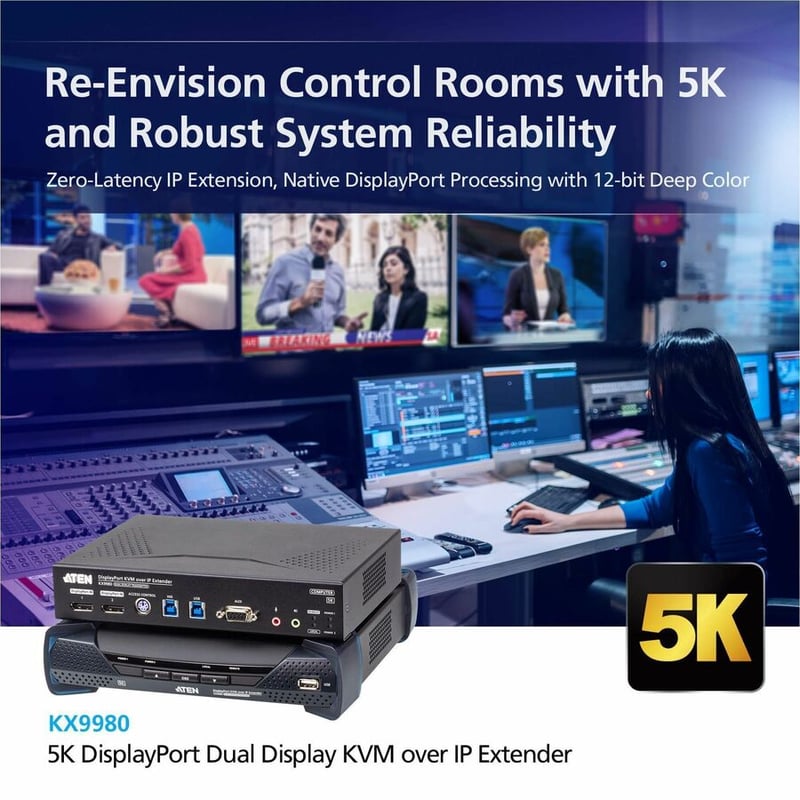 ATEN 5K DisplayPort Dual Display KVM over IP Receiver - Thumbnail 2