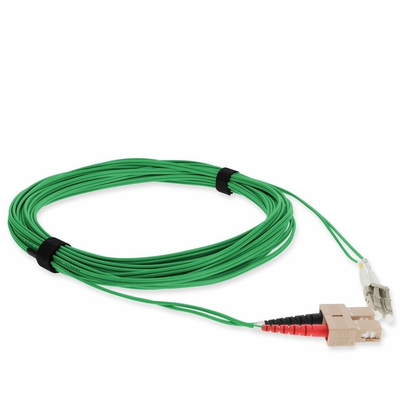 AddOn 5m SC to LC Green OM4 Duplex OFNR (Riser-Rated) Fiber Patch Cable
