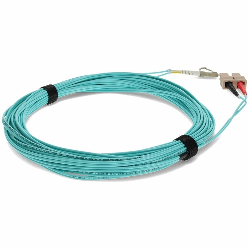 AddOn 0.3m SC to LC Aqua OM4 Duplex OFNR (Riser-Rated) Fiber Patch Cable - Thumbnail 5