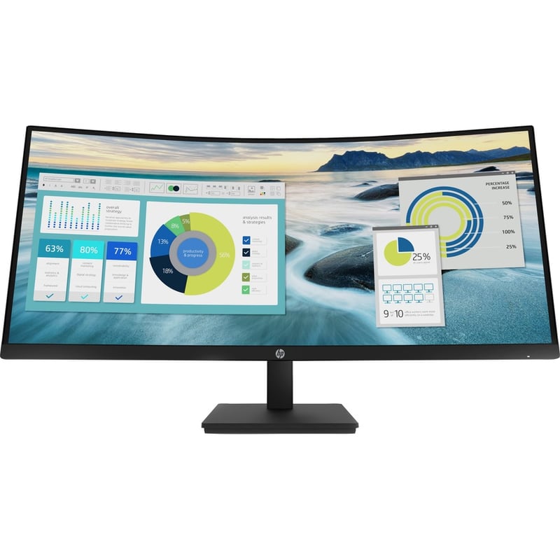 HP P34HC G4 34" Class WQHD Curved Screen LCD Monitor - 21:9 - Black - Thumbnail 3