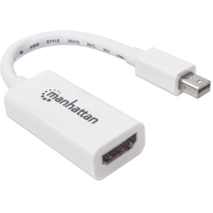 Manhattan Mini DisplayPort 1.1 to HDMI Adapter Cable, 1080p@60Hz, 17cm, Male to Female, White, Lifetime Warranty, Polybag - Thumbnail 2