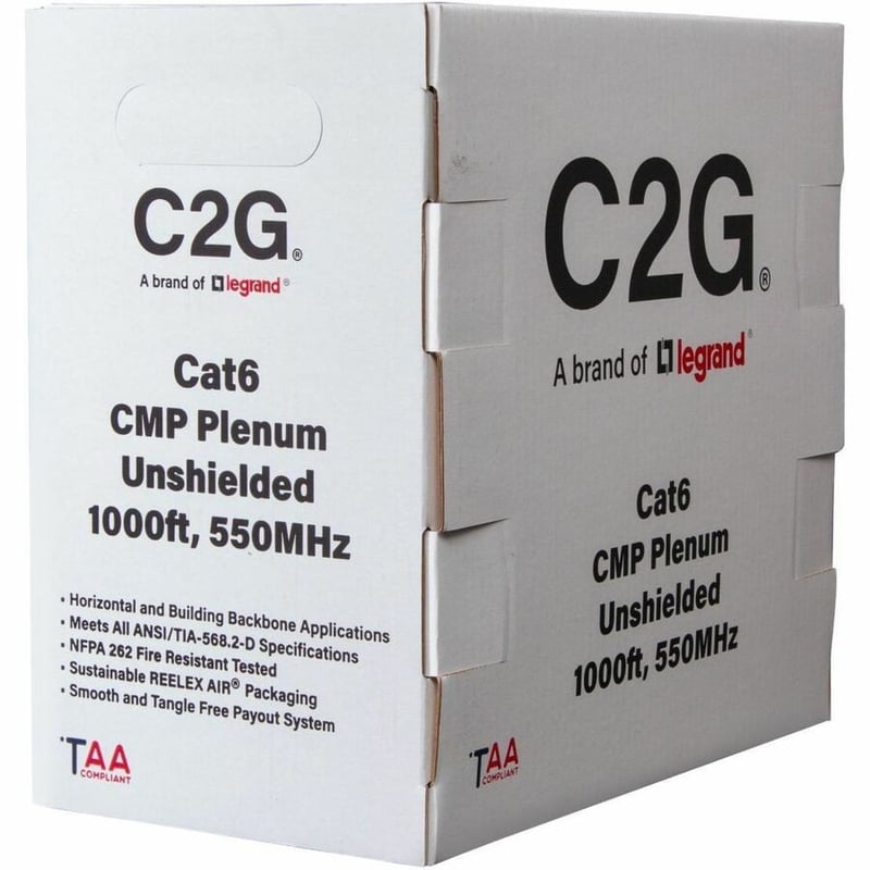 C2G BULK CAT6 UTP CMP TAA WHITE C2G 1000FT CAT6 ETHERNET CABLE CMP - Thumbnail 2