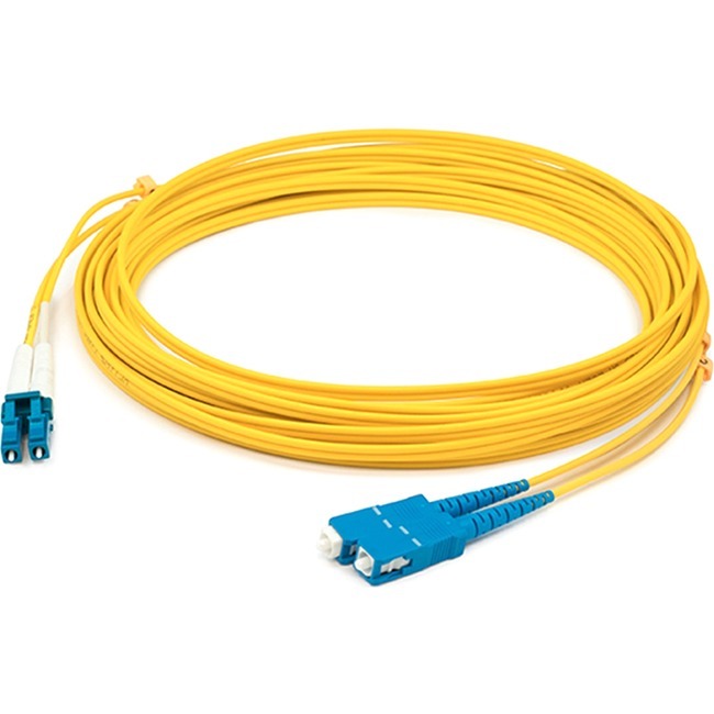 AddOn 8m SC to LC Yellow OS2 Duplex OFNR (Riser-Rated) Fiber Patch Cable - Thumbnail 1