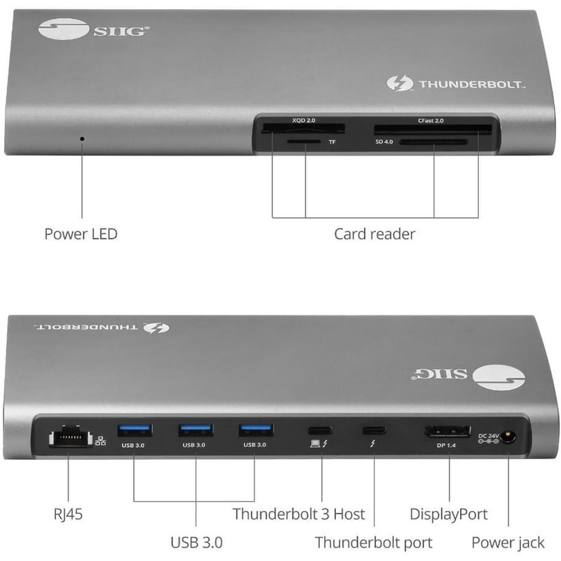 SIIG Thunderbolt 3 to Dual 4K Monitor Docking Station with PD - Titan Ridge - Thumbnail 4