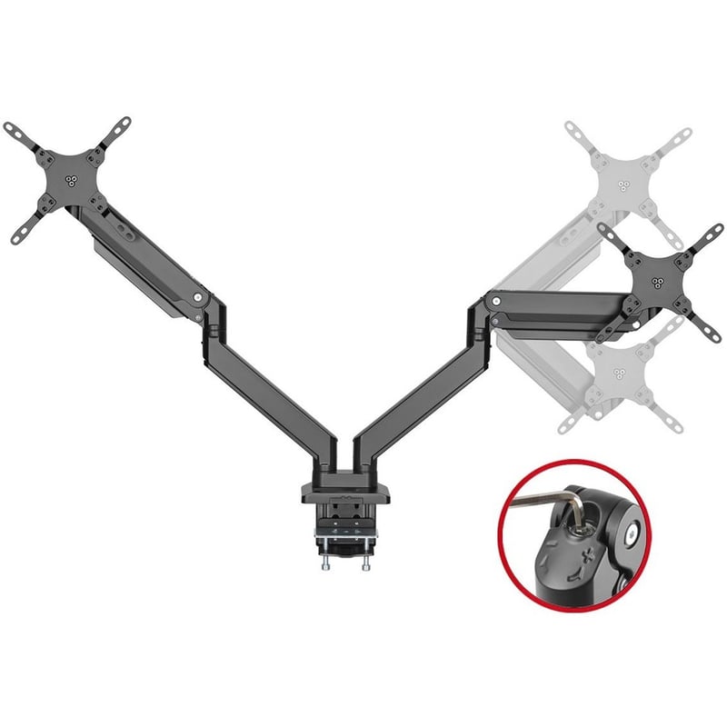 SIIG Dual Monitor Heavy-Duty Premium Aluminum Gas Spring Desk Mount - up to 43" - Thumbnail 2