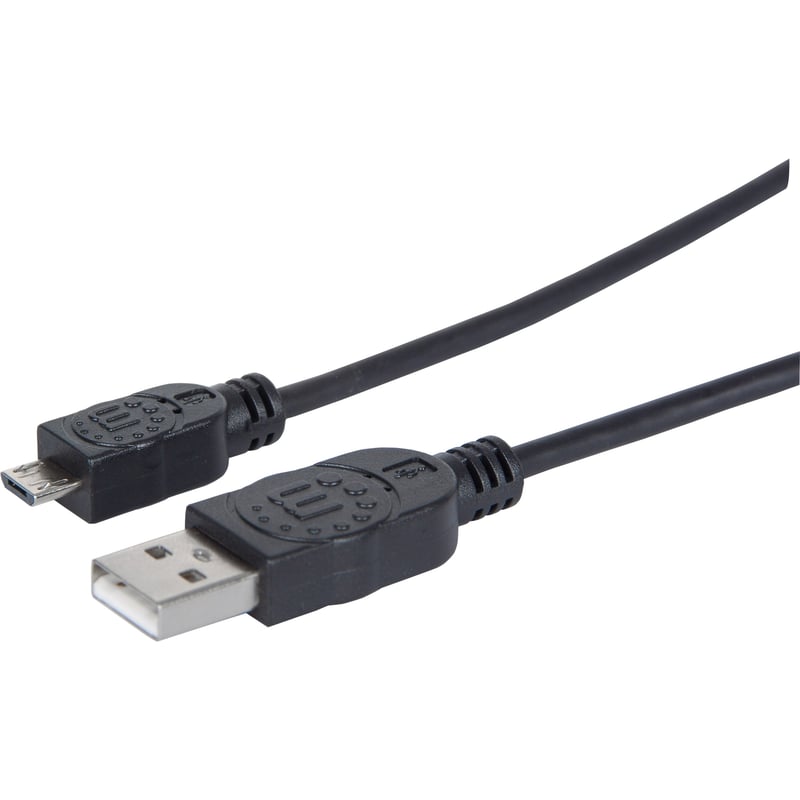 Manhattan Hi-Speed USB 2.0 A Male/Micro-B Male USB Device Cable, 3', Black - Thumbnail 1