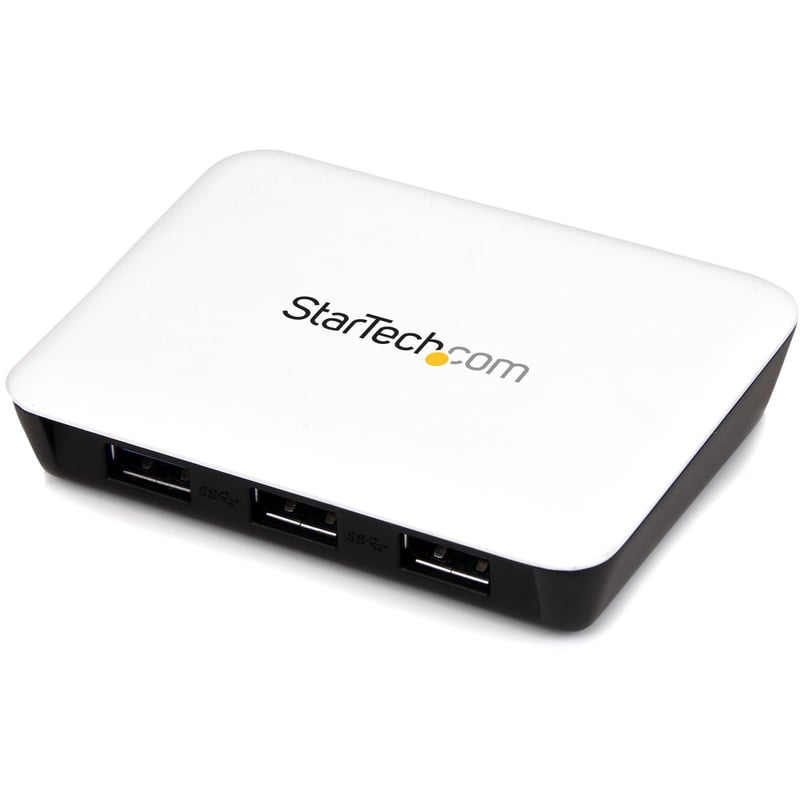 StarTech.com USB 3.0 to Gigabit Ethernet NIC Network Adapter with 3 Port Hub - White - Thumbnail 1