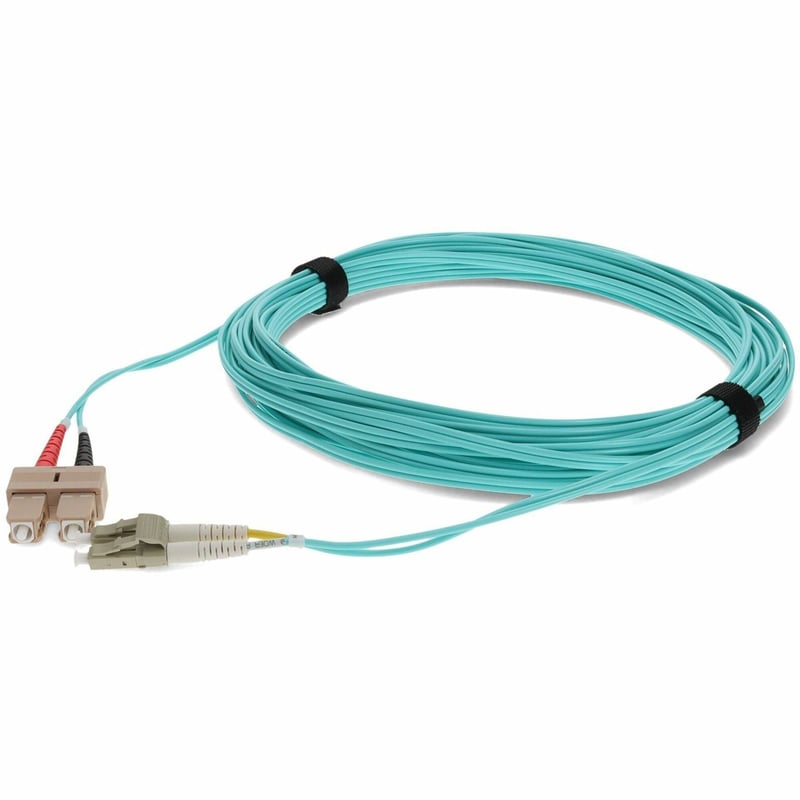 AddOn 0.3m SC to LC Aqua OM4 Duplex OFNR (Riser-Rated) Fiber Patch Cable - Thumbnail 1